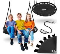 Neo-Sport Altalena a nido per esterni, 110 cm, con telaio, carico massimo 150 kg, impermeabile, rotonda, colore nero