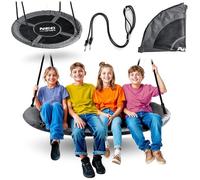 Neo-Sport Altalena a nido per esterni, 120 cm, con struttura, carico massimo 150 kg, impermeabile, rotonda, colore nero e grigio