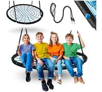 Neo-Sport Altalena a nido per esterni, 120 cm, con telaio, carico massimo 150 kg, impermeabile, rotonda, colore nero, blu