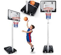 Neo-Sport Canestro da basket per bambini e adulti - con supporto - regolabile in altezza 1,5 - 2,6 m - mobile con ruote - per giardino e vialetto - in PVC 82 x 59 cm - nero e bianco