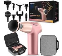 Neo-Sport Pistola massaggiante massaggiante con 8 testine massaggianti, massaggiatore elettrico, massaggiatore a mano, massaggio muscolare, rosa silenzioso