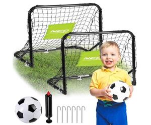 Neo-Sport Porta da calcio per bambini, set da 2 pezzi, con pompa a palla, 60 x 45 x 25 cm, colore nero