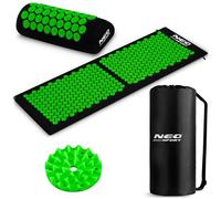Neo-Sport - Tappetino per agopressione con cuscino e borsa per il trasporto, set da 125 x 46 cm, rivestimento rimovibile in cotone, tappetino a punte per massaggio di tutto il corpo, agopuntura