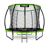 Neo-Sport Trampolino da giardino per bambini, rete di sicurezza interna, aste imbottite, resistente alle intemperie, antiruggine, portata fino a 100 kg, verde, nero, 252 cm