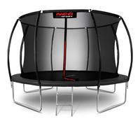 Neo-Sport Trampolino da giardino per bambini, rete di sicurezza interna, aste imbottite, resistente alle intemperie, antiruggine, portata fino a 150 kg, rosso, nero, 374 cm