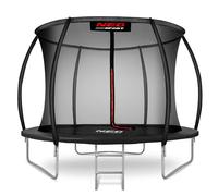 Neo-Sport Trampolino da giardino per bambini, rete di sicurezza interna, aste imbottite, resistente alle intemperie, antiruggine, portata fino a 150 kg, rosso, nero, 312 cm