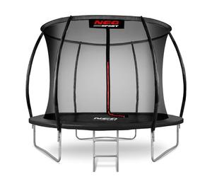 Neo-Sport Trampolino da giardino per bambini, rete di sicurezza interna, aste imbottite, resistente alle intemperie, antiruggine, portata fino a 100 kg, rosso, nero, 252 cm