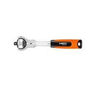 NEO TOOLS Chiave a cricchetto con 72 denti per un angolo di rotazione di 5°, chiave a bussola in acciaio CrV e CrMo, testa rotante a 360°, disponibile in 3 versioni 1/4", 3/8", 1/2"