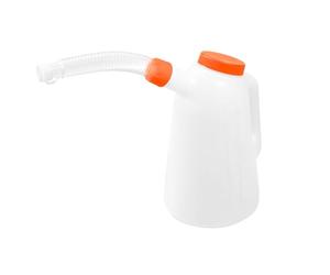 NEO TOOLS Caraffa di riempimento con beccuccio flessibile e coperchio | 1-3 l | misuratore/caraffa per olio ecc., colore bianco | caraffa per olio scala cambio olio, infrangibile, auto, officina, PE