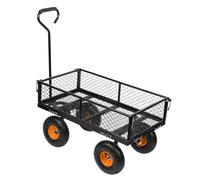 NEO TOOLS Carrello da 300 kg con griglia in metallo - Carrello di trasporto con lati pieghevoli - Telaio in acciaio - Ruote anteriori girevoli - Ruote gonfiabili da 10 pollici - Carrello da giardino -