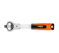 NEO TOOLS Chiave a cricchetto con 72 denti per un angolo di rotazione di 5°, chiave a bussola in acciaio CrV e CrMo, testa rotante a 360°, disponibile in 3 versioni 1/4", 3/8", 1/2"