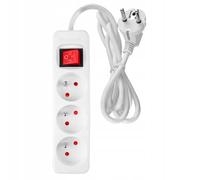 NEO TOOLS Ciabatta elettrica a 3 prese, 3 m, colore bianco, ciabatta (presa multipla con maggiore protezione da contatto, interruttore) | Ciabatta elettrica montaggio a parete, spina multipla per
