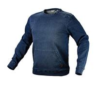 NEO TOOLS Felpa da Uomo Effetto Denim, Girocollo con Bottoni Automatici Laterali, a Maniche Lunghe, Taglie S-XXXL, Tessuto Misto 380 g/m2, 77% Cotone, 21% Poliestere, 2% Elastan