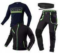 NEO TOOLS Giacca da lavoro in pile da uomo con cordura blu/nero, taglia S-3XL, con elementi riflettenti, calda e leggera, inserti al neon, nero/blu, XXL