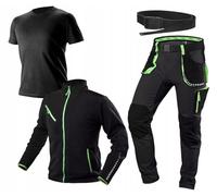 NEO TOOLS Giacca da lavoro in pile da uomo con cordura blu/nero, taglia S-3XL, con elementi riflettenti, calda e leggera, inserti al neon, Nero e verde, XL