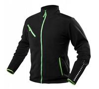 NEO TOOLS Giacca da lavoro in pile da uomo con cordura nero/blu navy, taglia S-3XL, giacca in pile di alta qualità, con elementi riflettenti, calda e leggera, inserti al neon, Nero, L
