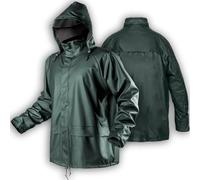 NEO TOOLS - Giacca impermeabile da uomo con cappuccio, taglie M-XXXL, tessuto esterno in PU + PVC, fodera 100% poliestere 310 g/m2, cuciture nastrate, cerniere e tasche protette dall'acqua