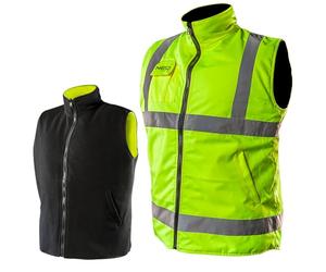NEO TOOLS Giubbotto di sicurezza professionale 2 in 1, guanto da lavoro, reversibile, riflettente su un lato, gilet in pile, gilet di sicurezza, gilet