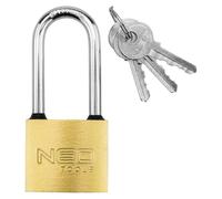 NEO TOOLS Lucchetto professionale con manico lungo, ghisa e rame, alta sicurezza, resistente alle intemperie grazie alle guarnizioni, robusto per interni ed esterni, 3 chiavi