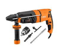 NEO TOOLS Martello demolitore SDS-Plus 900 W 3,5 Joule con 4 funzioni, impugnatura anti-vibrazione 0-1200 giri/min, accessori inclusi martello perforatore professionale