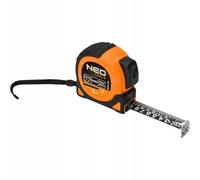 NEO TOOLS Metro a nastro professionale, 5 m x 19 mm, nero in nylon, gancio magnetico, 2 tasti di arresto, scala a due lati, arresto automatico del nastro, precisione MID, alloggiamento antiscivolo,