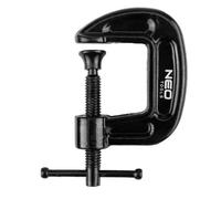 NEO TOOLS Morsetto a vite professionale tipo C (G) - Morsetto a G robusto in ghisa, con meccanismo a mandrino, ad alta forza di serraggio, per legno, metallo, montaggio e officina