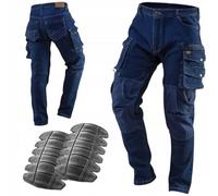 NEO TOOLS Pantaloni da lavoro da uomo, in denim/nero, taglie XS-3XL, resistenti e universali, con 2% elastan, 98% cotone, Blu marino, 3XL