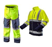 NEO TOOLS Pantaloni da lavoro impermeabili in softshell o set con giacca in pile (arancione/giallo) | Pantaloni impermeabili (colonna d'acqua 8000 mm), caldi, leggeri, con fodera interna in pile,