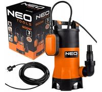NEO TOOLS Pompa sommergibile (900 W, 16.000 litri all'ora, acqua sporca e chiara, dimensione massima grana 25 mm, cavo 10 m), pompa sommergibile per cantina