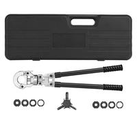 NEO TOOLS Pressa di collegamento PEX con manico telescopico, portata 58-83 cm, testa girevole 360 kN, valigetta per il trasporto, ganasce a forma di U, impugnatura morbida, calibratore tubolare