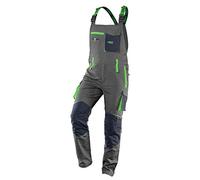 NEO TOOLS Salopette da lavoro da uomo, 100% cotone, 210 g/m2, Ripstop, taglie XS-3XL, ginocchia rinforzate con cordura, elastico in vita e bretelle, e