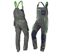NEO TOOLS Salopette da lavoro da uomo, 100% cotone, 210 g/m2, Ripstop, taglie XS-3XL, ginocchia rinforzate con cordura, elastico in vita e bretelle, e