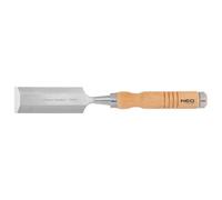 NEO TOOLS Scalpello per legno, scalpello, larghezza lama 10-38 mm, lama in acciaio CrV, manico in legno per comfort, rinforzo d'impatto, anelli in metallo sui manici, affilabile (38 mm)