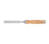 NEO TOOLS Scalpello per legno, scalpello, larghezza lama 10-38 mm, lama in acciaio CrV, manico in legno per comfort, rinforzo d'impatto, anelli in metallo sui manici, affilabile (14 mm)