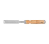 NEO TOOLS Scalpello per legno, scalpello, larghezza lama 10-38 mm, lama in acciaio CrV, manico in legno per comfort, rinforzo d'impatto, anelli in metallo sui manici, affilabile (20 mm)