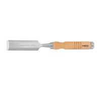 NEO TOOLS Scalpello per legno, scalpello, larghezza lama 10-38 mm, lama in acciaio CrV, manico in legno per comfort, rinforzo d'impatto, anelli in metallo sui manici, affilabile (32 mm)
