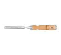 NEO TOOLS Scalpello per legno, scalpello, larghezza lama 10-38 mm, lama in acciaio CrV, manico in legno per comfort, rinforzo d'impatto, anelli in metallo sui manici, affilabile (10 mm)