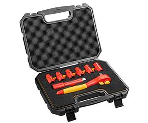 NEO TOOLS Set Chiavi A Bussola 1000V | Set 8 Pezzi, Acciaio CV, Chiavi A Bussola Esagonali 10-19 mm, Cricchetto, Prolunga | Per L'elettricista, In Valigia