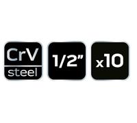 NEO TOOLS Set di 10 inserti con funzione di percussione, 1/2", 10-24 mm