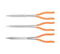 NEO TOOLS Set professionale di 3 pinze a doppio giunto CrV 33 cm - Impugnatura ergonomica in PVC per una presa sicura - Strumento di precisione per punti difficili da raggiungere - Durevole e robusto