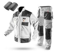 Neo Tools Set Professionale di Pantaloni da Lavoro (Pantaloni, Giacca, Ginocchiere), Colore Bianco, Pantaloni di Sicurezza, Abbigliamento da Lavoro, Abbigliamento da Lavoro, Pantaloni da Pittore,