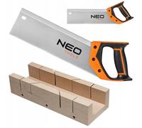 NEO TOOLS Set troncatrice - Sega posteriore precisa 350 mm 13 TPI sega a mano in acciaio temprato e lama di taglio 300 mm - per tagli puliti a 90°/45° su legno e listelli