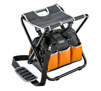 NEO TOOLS Sgabello pieghevole con tasca per attrezzi, sedia pieghevole, sgabello da pesca