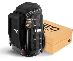 NEO TOOLS Zaino per attrezzi, 20 l, tasche per accessori, zaino per attrezzi con fondo in gomma, robusto zaino con rinforzo per elettricisti, idraulici, lavoratori di manutenzione, 26 tasche