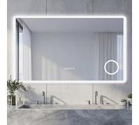 NeoArt Specchio Bagno con Luce LED 120x70cm Antiappannamento con Memoria | Dimmerabile 10%-100% 3 Temperature Colore 3000K-6500K Touch HD Specchio d'argento IP44 IP65 Specchio Bagno con Luce LED