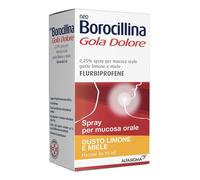 Neoborocillina Gola Dolore Spray per Mucosa Orale 0,25% Flurbiprofene Gusto Limone e Miele Azione Rapida, 15ml