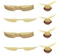 Neodtx Decorazione dorata con ali glitterate, 40 pezzi, decorazione per torte di compleanno, decorazione per caramelle, cioccolato, strega, cupcake, topper per bambini, feste a tema