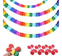 Neodtx Ghirlanda di carta colorata, 4 pezzi, decorazione di carnevale, ghirlande arcobaleno, compleanno, per feste, carnevale, inizio della scuola, decorazione per finestre