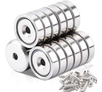 Neodym Magnete Extra Stark, Confezione da 18 magneti al neodimio extra forti, disco magnetico da 16 mm, 8 kg, con capsula, magnete potente, magnete con base in acciaio con foro Senkkopf-Topfmagnet