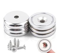 Neodym Magnete Extra Stark Magneti al neodimio extra forti, disco magnetico da 36 mm 50 kg di forza con capsula, magneti con base magnetica potente con foro, Senkkopf-Topfmagnet mit Schrauben, 6 pezzi